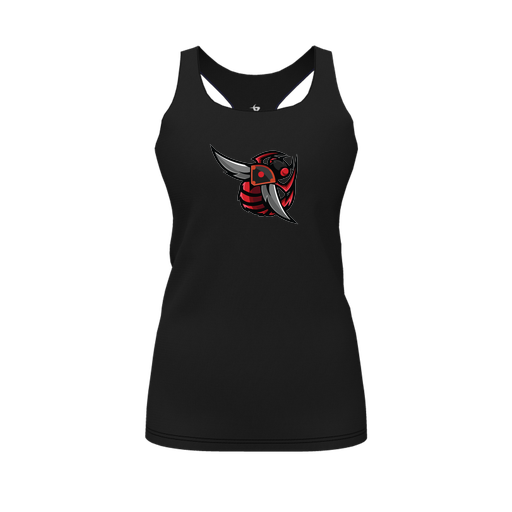 [CUS-DFW-RCBK-PER-BLK-FYS-LOGO1] Racerback Tank Top (Female Youth S, Black, Logo 1)