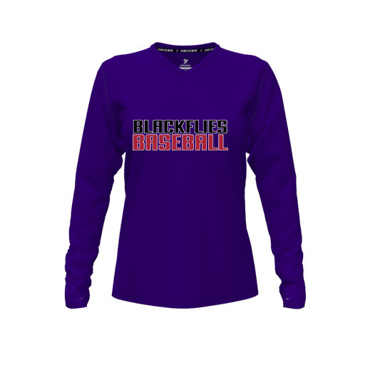 [FTLVCFPP-FYXS-LOGO2] Decker Comfort T-Shirt (Female Youth XS, Purple, V Neck, Logo 2, Long Sleeve)