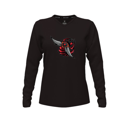 [CUS-DFW-TEES-PER-VNK-LSL-BLK-FYXS-LOGO1] Performance T-Shirt (Female Youth XS, Black, V Neck, Logo 1, Long Sleeve)