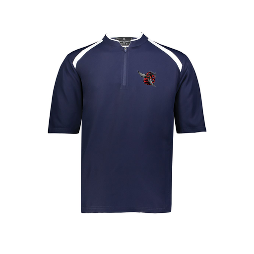 [229581-AS-NVY-LOGO1] Men's Dugout Short Sleeve Pullover (Adult S, Navy, Logo 1)