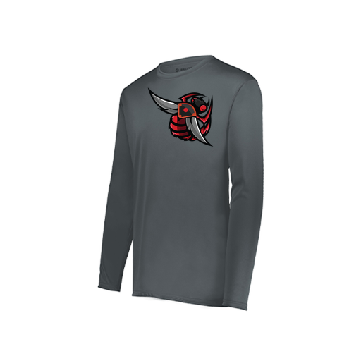 [222823.059.S-LOGO1] Youth LS Smooth Sport Shirt (Youth S, Gray, Logo 1)